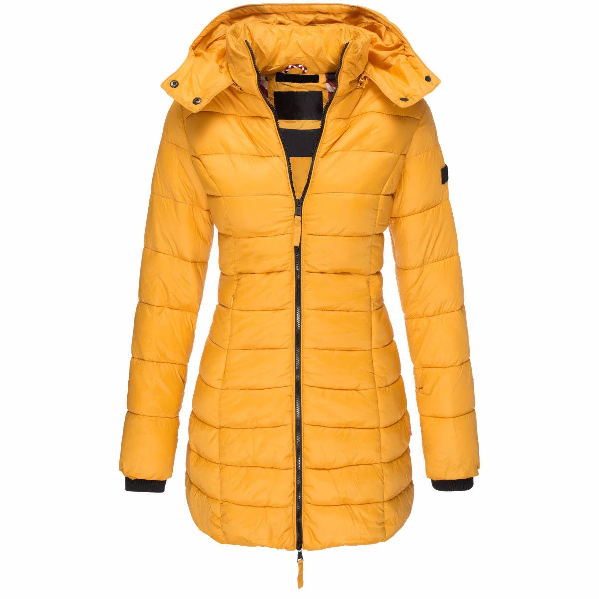 Parka Femme Hiver Capuche Coton Rembourré - Manteau Chaud Slim Bleu