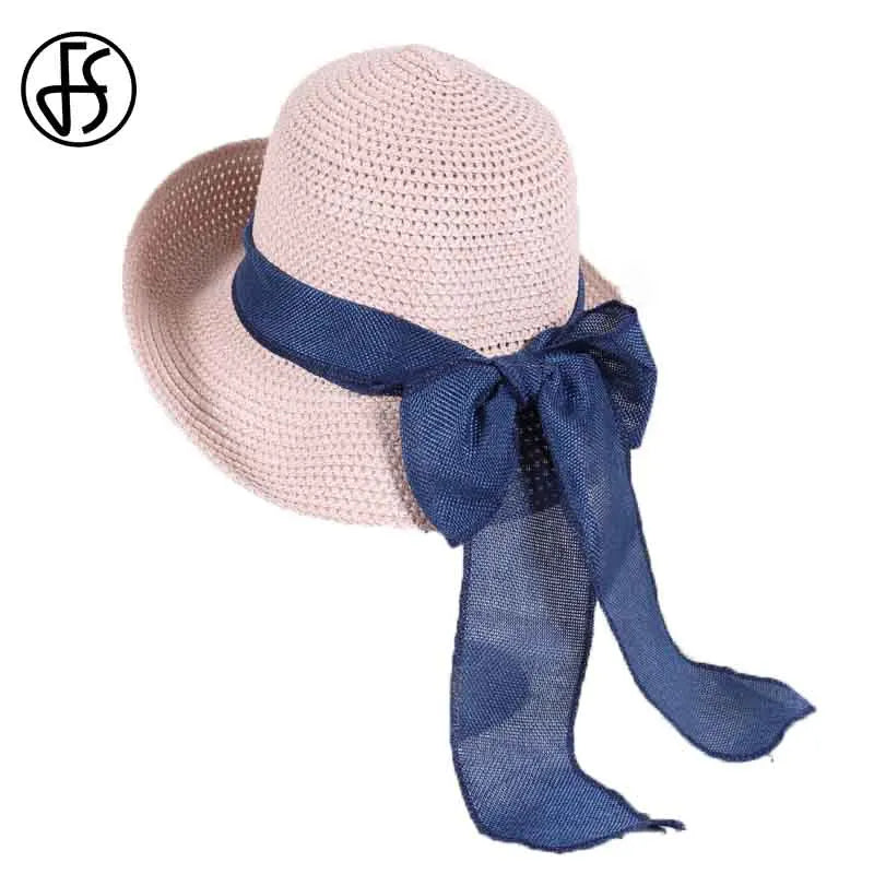Chapeau Soleil Paille Large Bord - Pliable Élastique Plage Été Femme