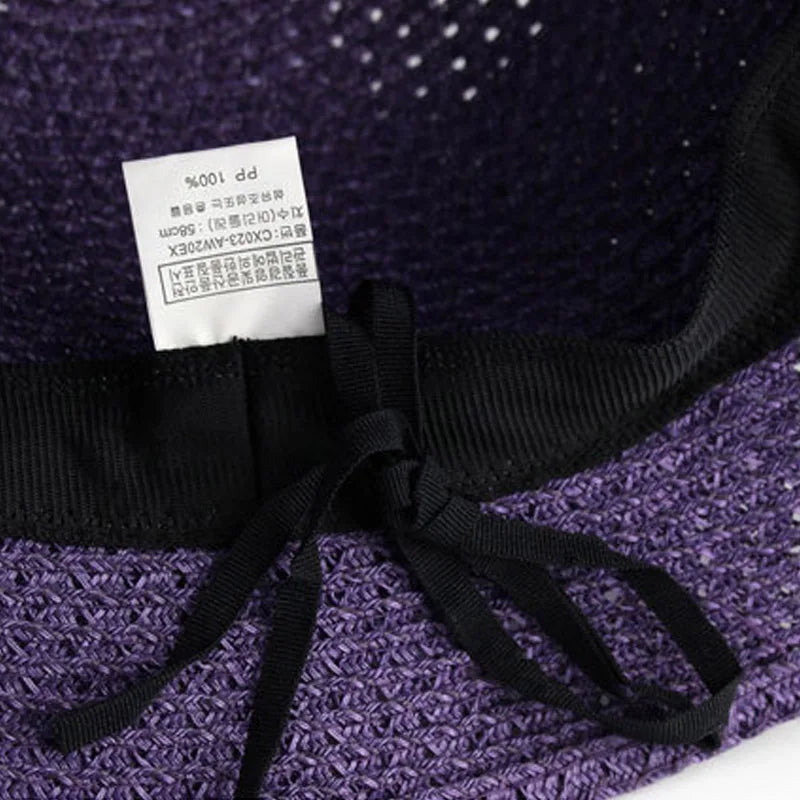 Chapeau Soleil Paille Large Bord - Pliable Élastique Plage Été Femme