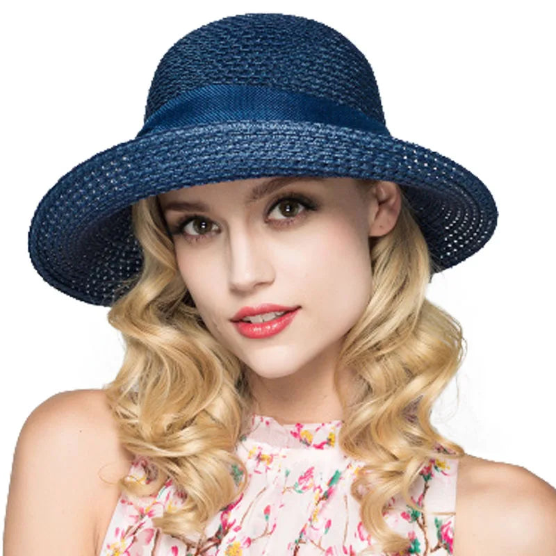 Chapeau Soleil Paille Large Bord - Pliable Élastique Plage Été Femme