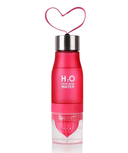 Bouteille Eau H2O Infuseur Citron 650ml - Gourde Plastique Détox Fruit