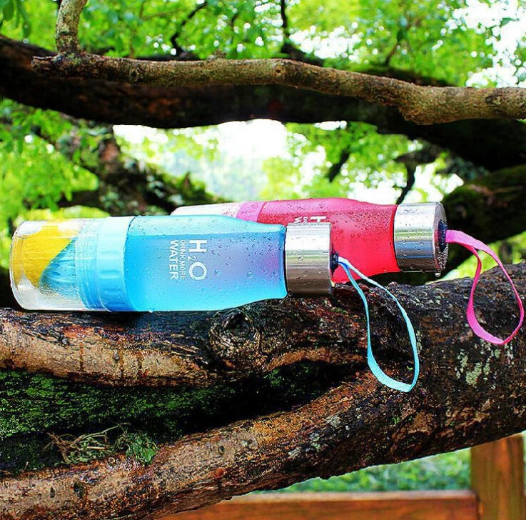 Bouteille Eau H2O Infuseur Citron 650ml - Gourde Plastique Détox Fruit