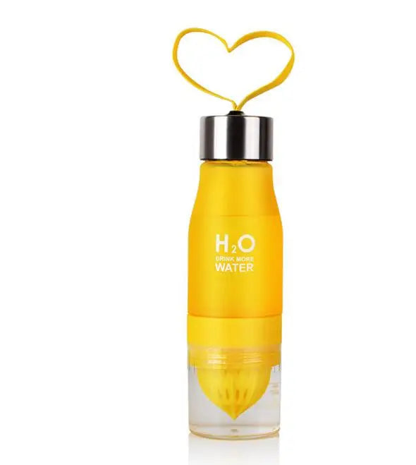 Bouteille Eau H2O Infuseur Citron 650ml - Gourde Plastique Détox Fruit