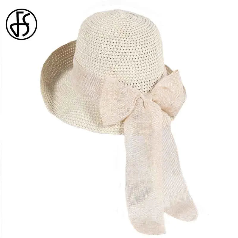 Chapeau Soleil Paille Large Bord - Pliable Élastique Plage Été Femme
