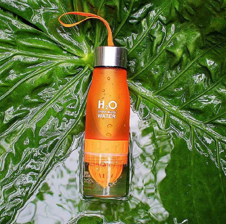 Bouteille Eau H2O Infuseur Citron 650ml - Gourde Plastique Détox Fruit