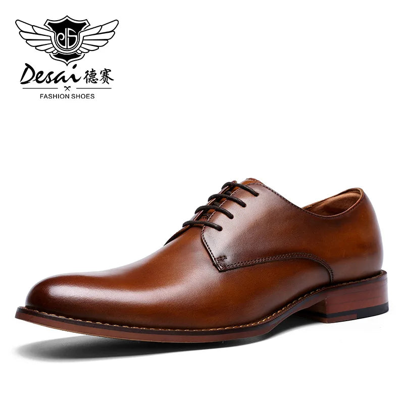 Chaussures Derby DESAI Cuir Véritable - Habillées Affaires Homme Cadeau Classique