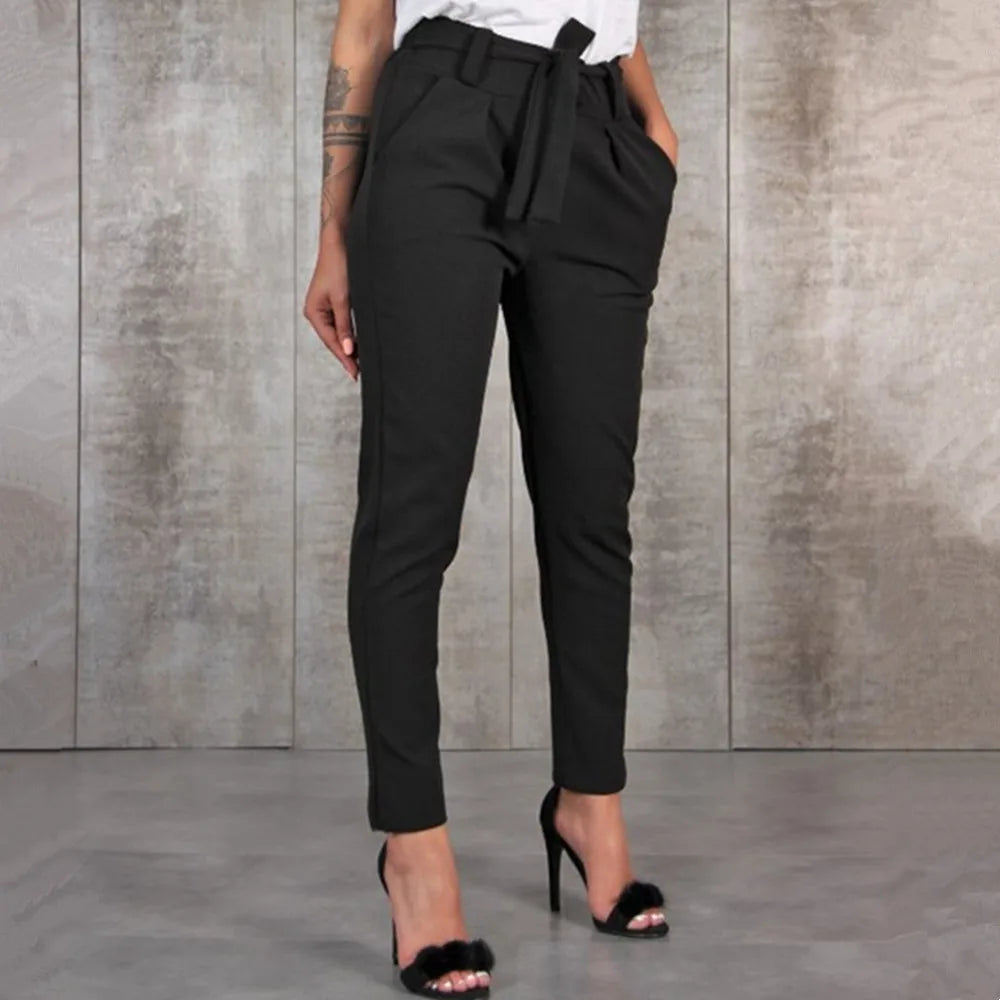 Pantalon Mousseline Femme Slim - Taille Haute Décontracté