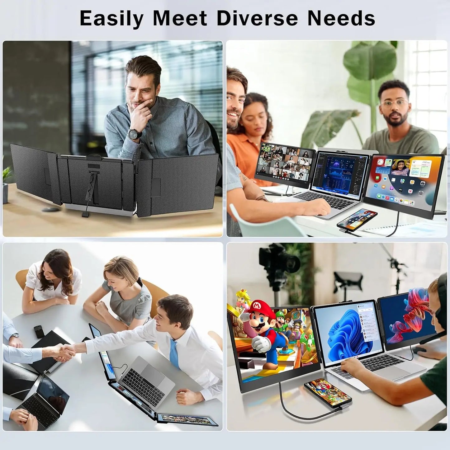 Écran Extender Dual 14" LCD - Moniteur Portable Triple 11.6-17.3" Laptop