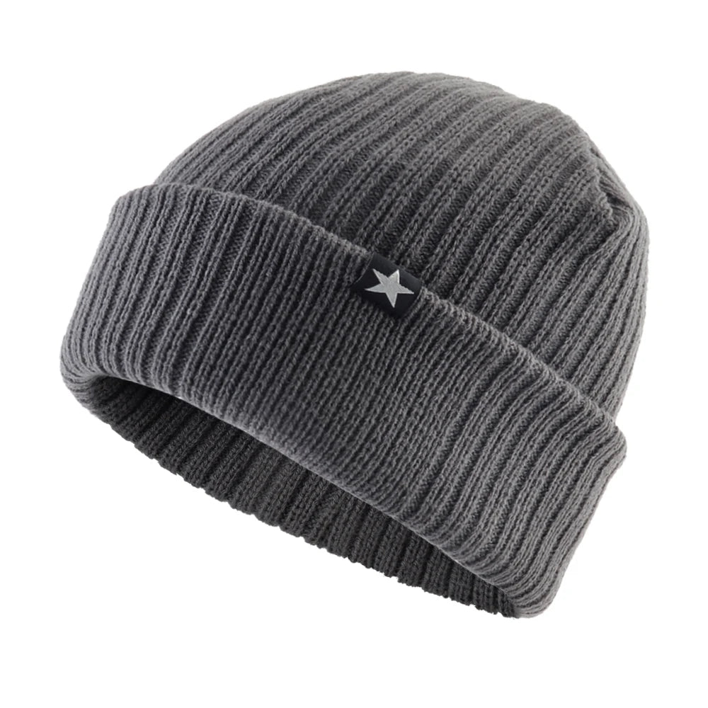 Chapeaux d'hiver pour hommes tricoté laine couleur unie Bonnet chapeau hommes chaud Skullies casquette tricot Doulbe couche épaisse Bonnet de Ski en plein air