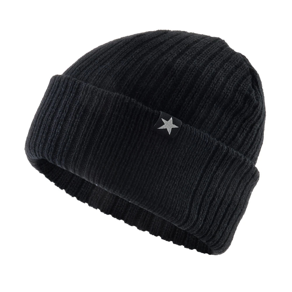 Chapeaux d'hiver pour hommes tricoté laine couleur unie Bonnet chapeau hommes chaud Skullies casquette tricot Doulbe couche épaisse Bonnet de Ski en plein air