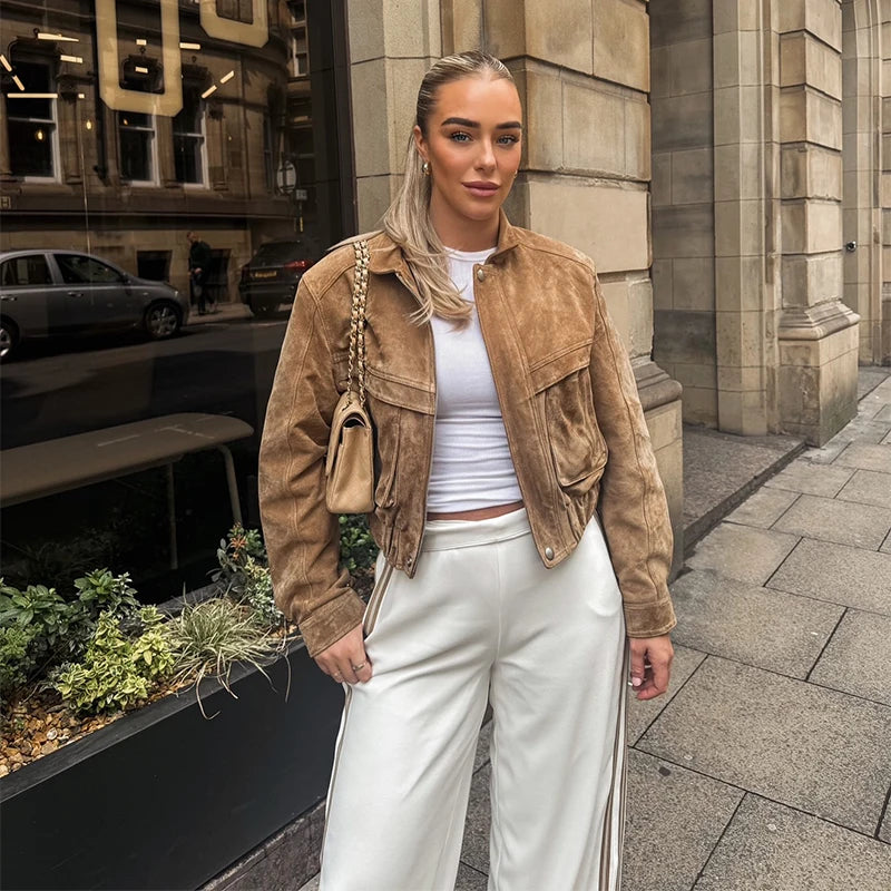 Veste Femme Rétro Automne Printemps - Coupe Ample Multi-Poches Tendance