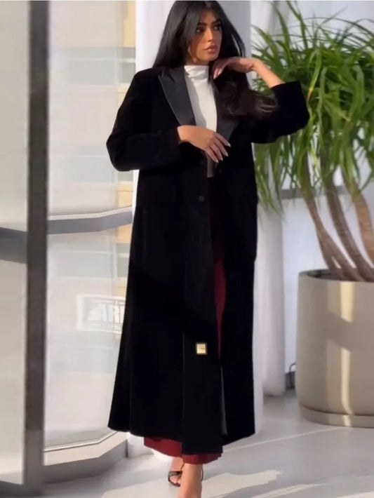 Pardessus Musulman Femme Boutonnage Simple - Abaya Eid Revers Marocain Dubaï Caftan