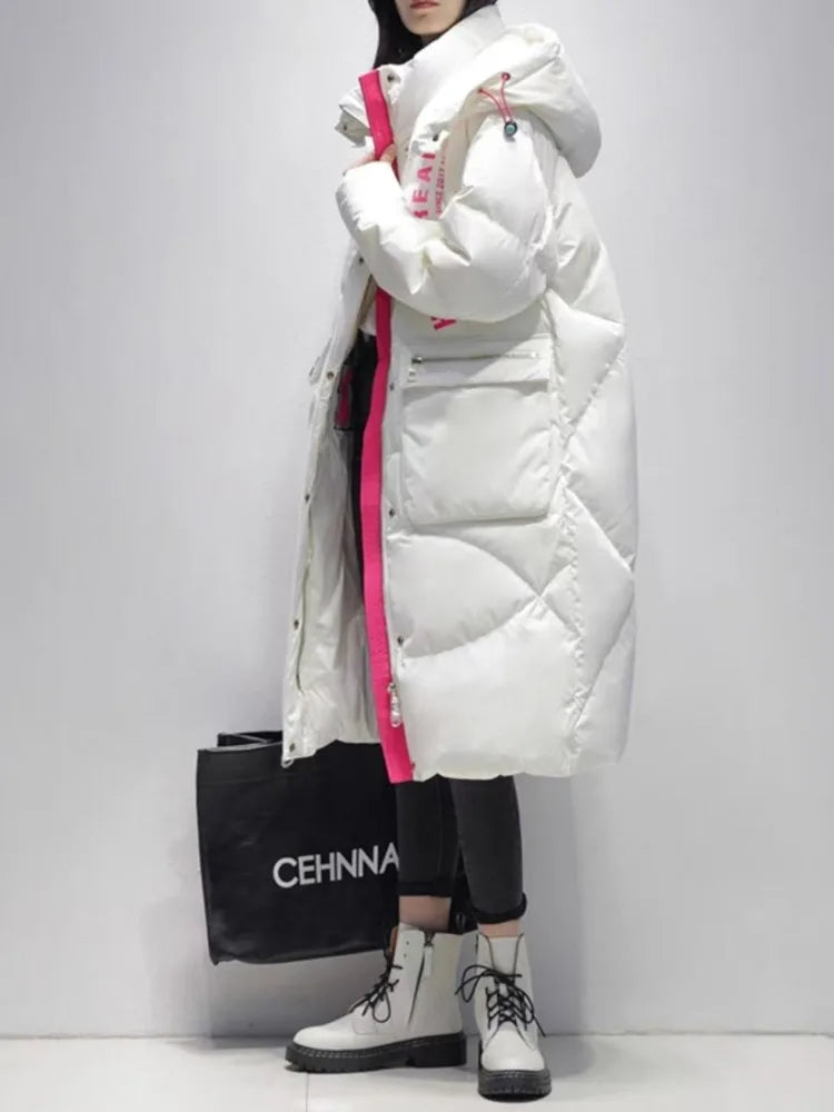 Doudoune Longue Capuche Femme ChimBrand - Parka Hiver Super Chaude Style Coréen