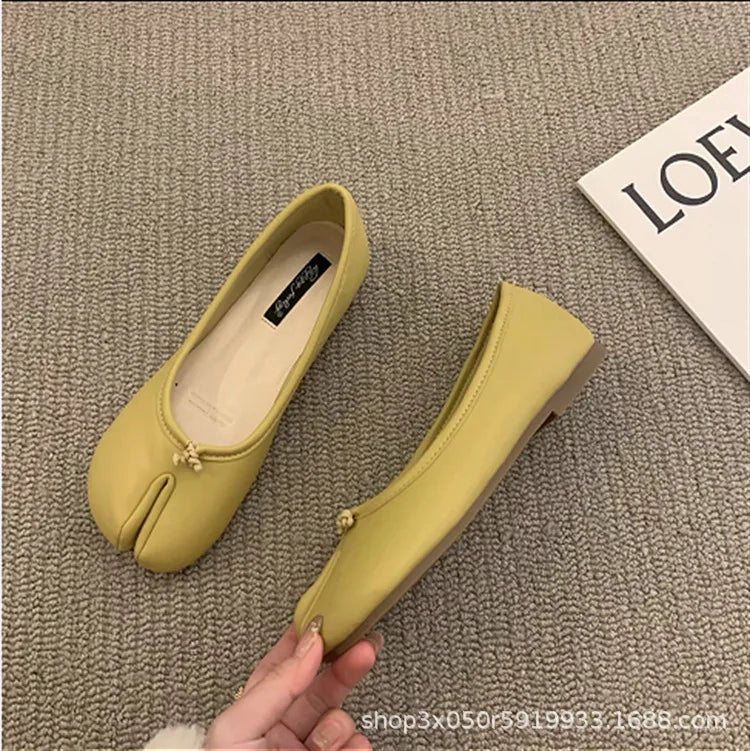 Chaussures Tabi Style Japonais Cuir - Mocassins Fendus Mary Jane Ballerine