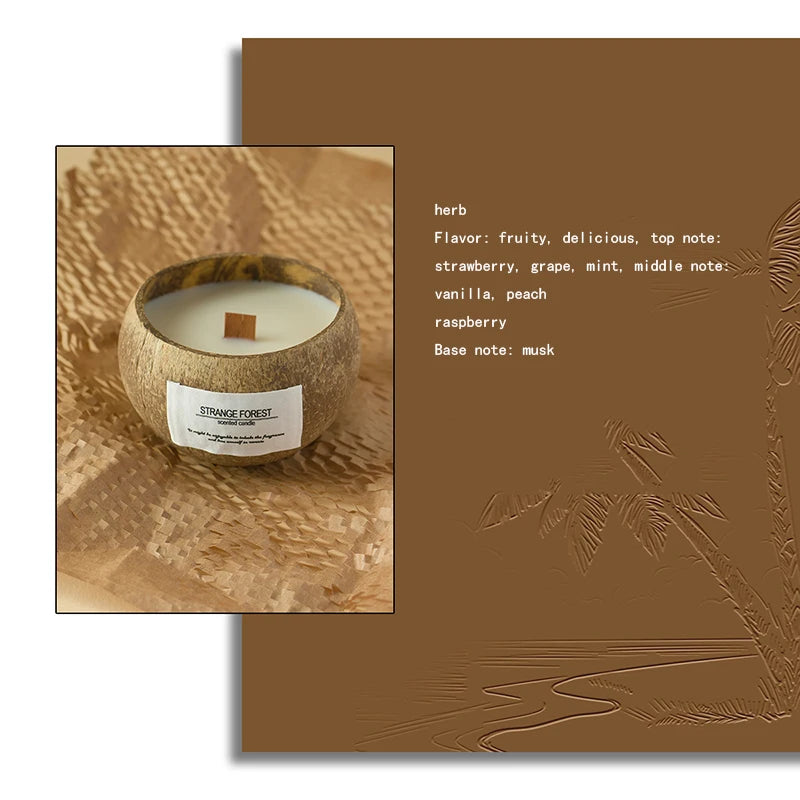 Coconut Shell Aromatherapy Candle - Premium Vegetable Wax