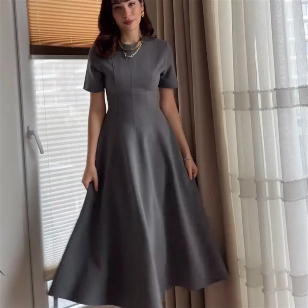 Robe Femme Col Rond Deux Couleurs - Large Balançoire Style Européen Américain