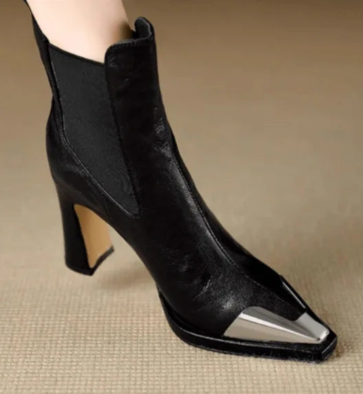 Bottes à bout pointu pour femmes, talons hauts et épais, à la mode, nouvelle collection automne et hiver 2025