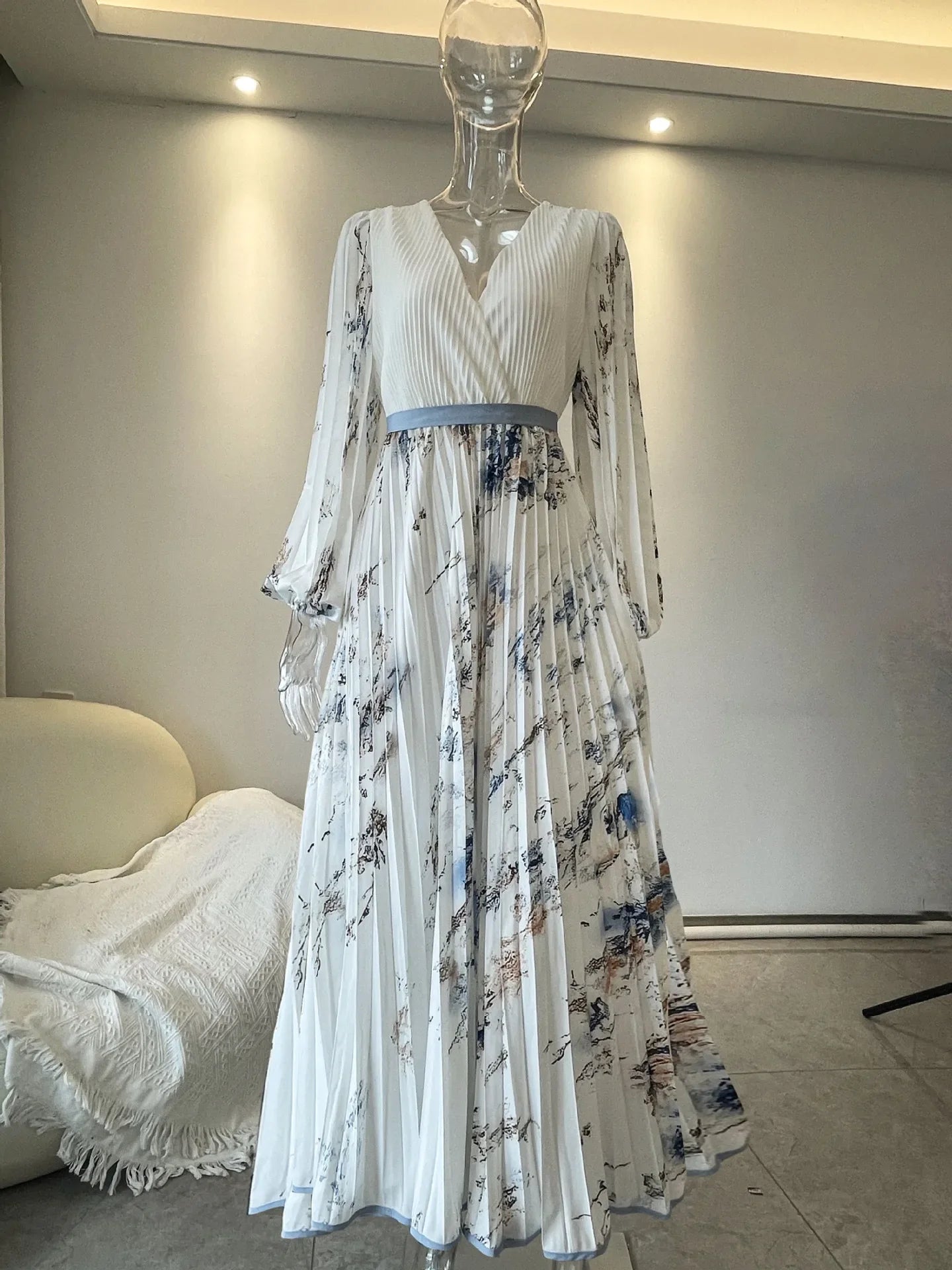 Robe Boho Licou Floral - Maxi Sans Manches Plissée Vacances Été