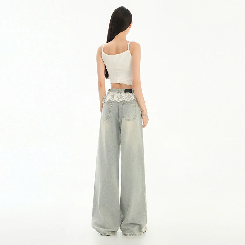 Jean Femme Y2K Harajuku Streetwear - Taille Haute Rétro