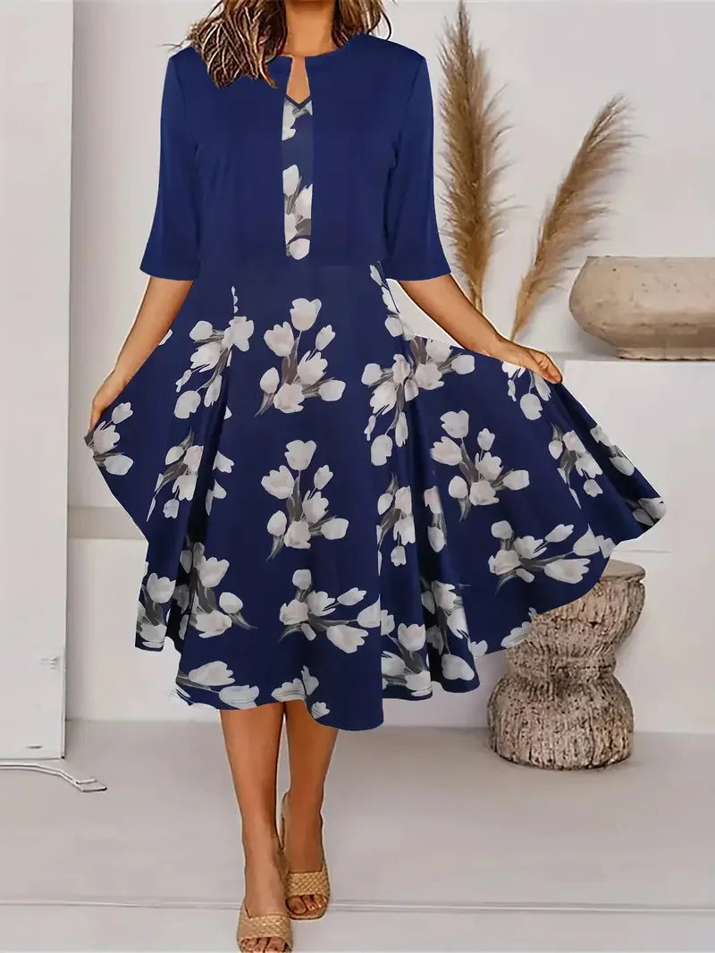 Robe 2 Pièces Femme - Robe Longue Imprimé Floral Herbe avec Manteau Court