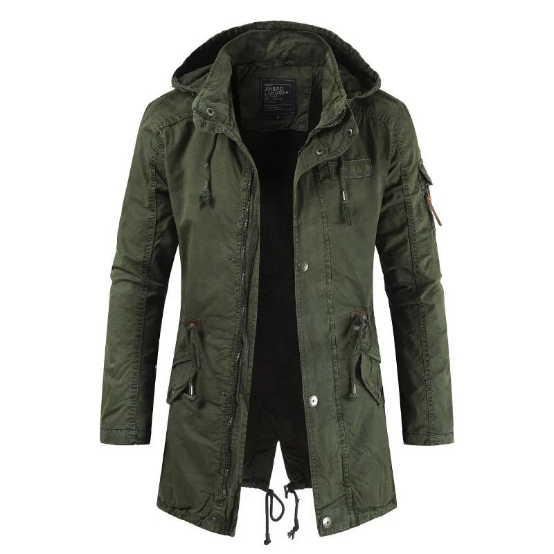 Parka Capuche Homme Tactique Militaire - Coupe-Vent Polaire Bombardier Cargo Multi-Poches Hiver