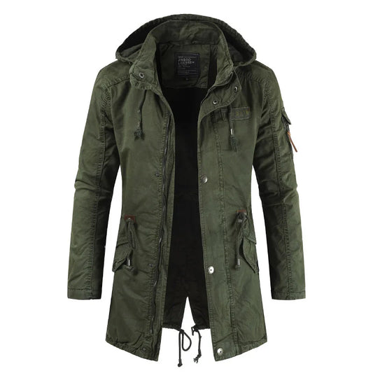 Parka Capuche Homme Tactique Militaire - Coupe-Vent Polaire Bombardier Cargo Multi-Poches Hiver