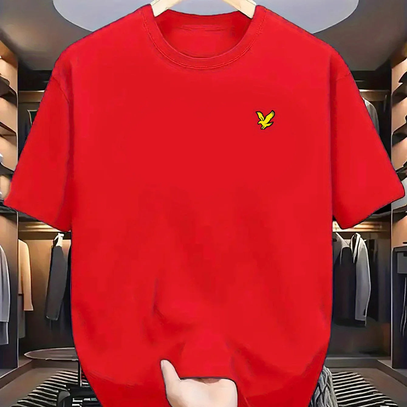 T-Shirt Homme 100% Coton Aigle - Col Rond Ample Surdimensionné Logo Été