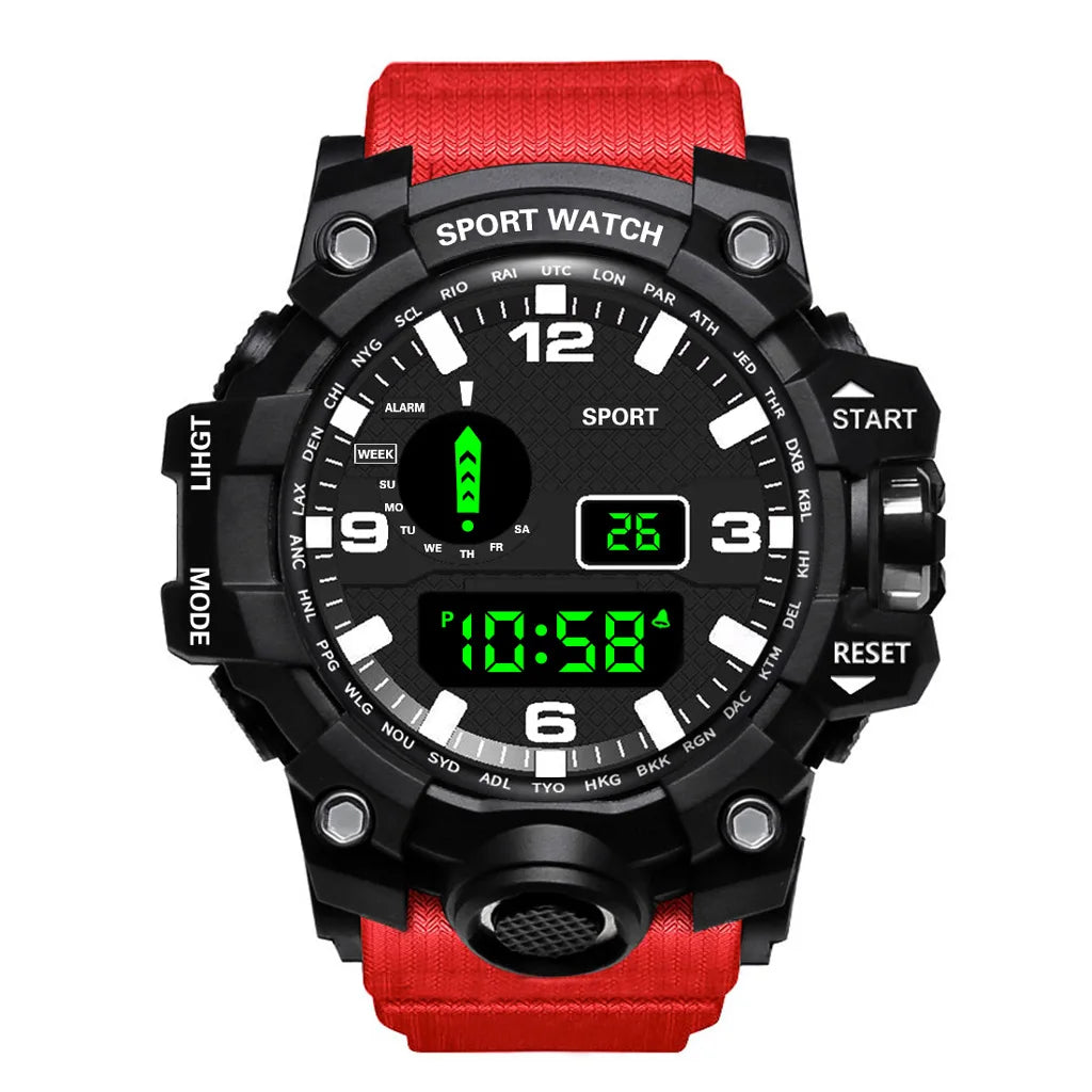 Montre pour hommes de mode sport montre-bracelet électronique grand cadran multifonctionnel étanche alarme lumineuse enfants montre militaire pour hommes