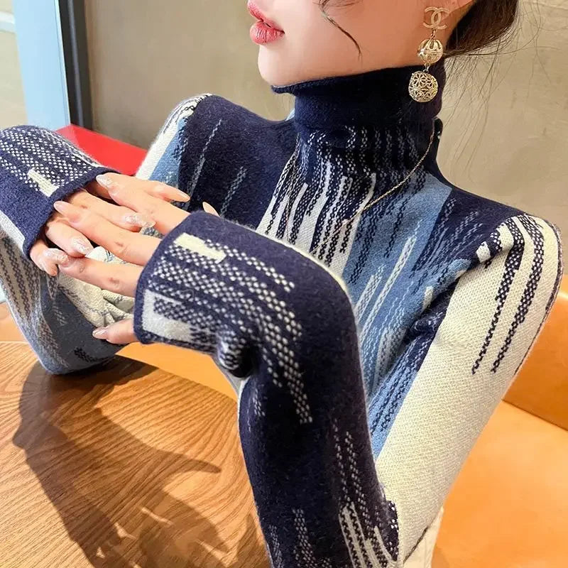 Pull Col Haut Femme - Style Occidental Tricoté Élégant