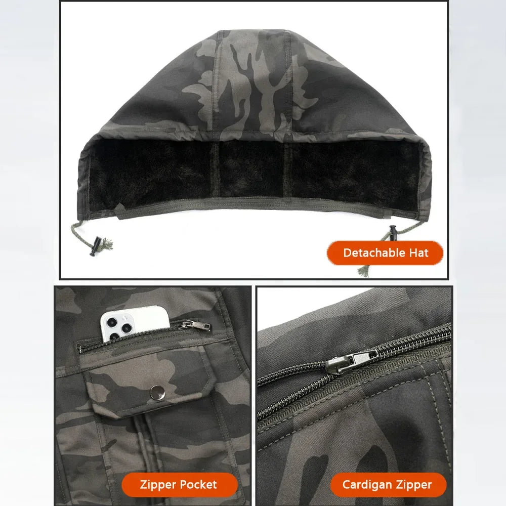 Ensemble 2 Pièces Homme Hiver - Veste Pantalon Doublure Peluche Coupe-Vent Escalade Ski