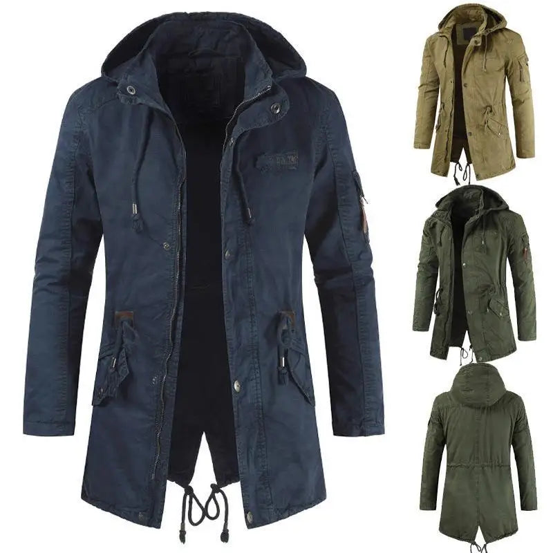Parka Capuche Homme Tactique Militaire - Coupe-Vent Polaire Bombardier Cargo Multi-Poches Hiver