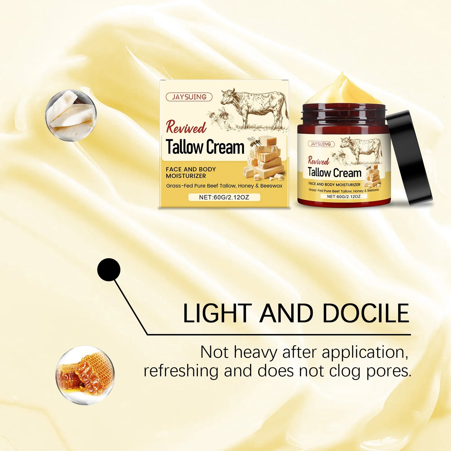 Natural Face &amp; Body Moisturizer - Organic Whipped Honey Beeswax