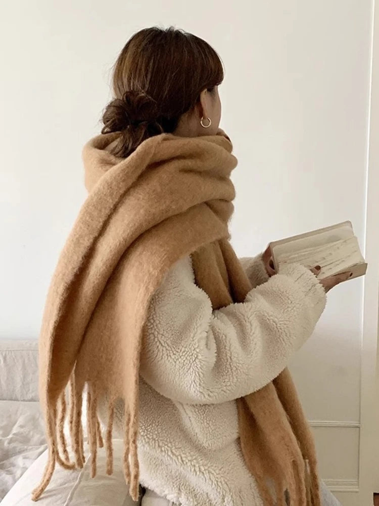 Écharpe Cachemire Hiver Femme Bleue - Pashmina Luxe Premium