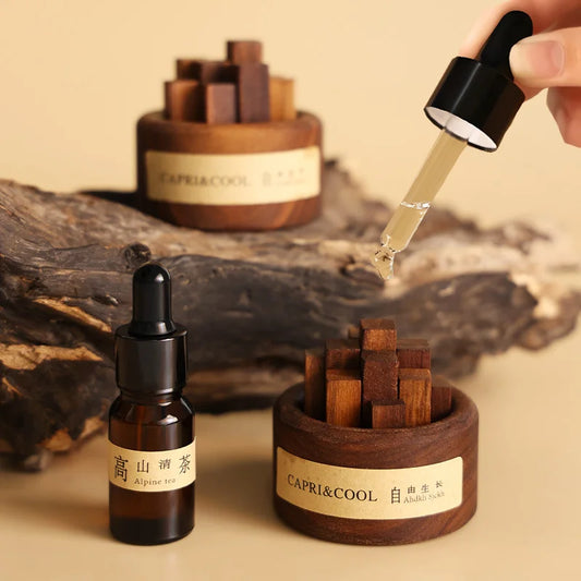 Incense Scented Natural Essential Oil Aromatherapy with Glass Dropper Black Walnut Wood Sticks Car Air Freshener Perfume