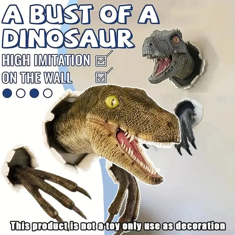 Statue Murale Dinosaure 3D Velociraptor - Décoration Artisanat 3 Pièces