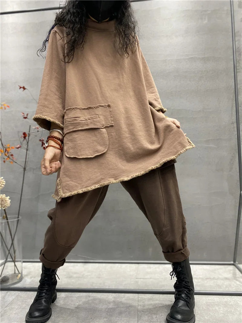 Top Femme Rétro Grande Taille - Manches Longues Automne