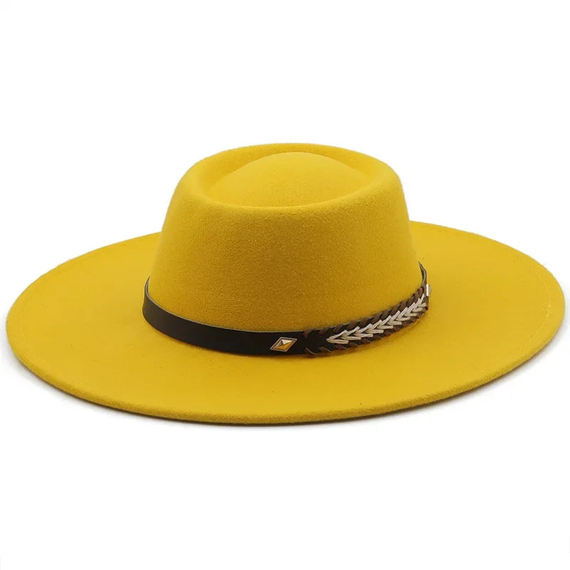 Chapeau Fedora Feutre Style Britannique - Bord Large Jazz Luxe Unisexe