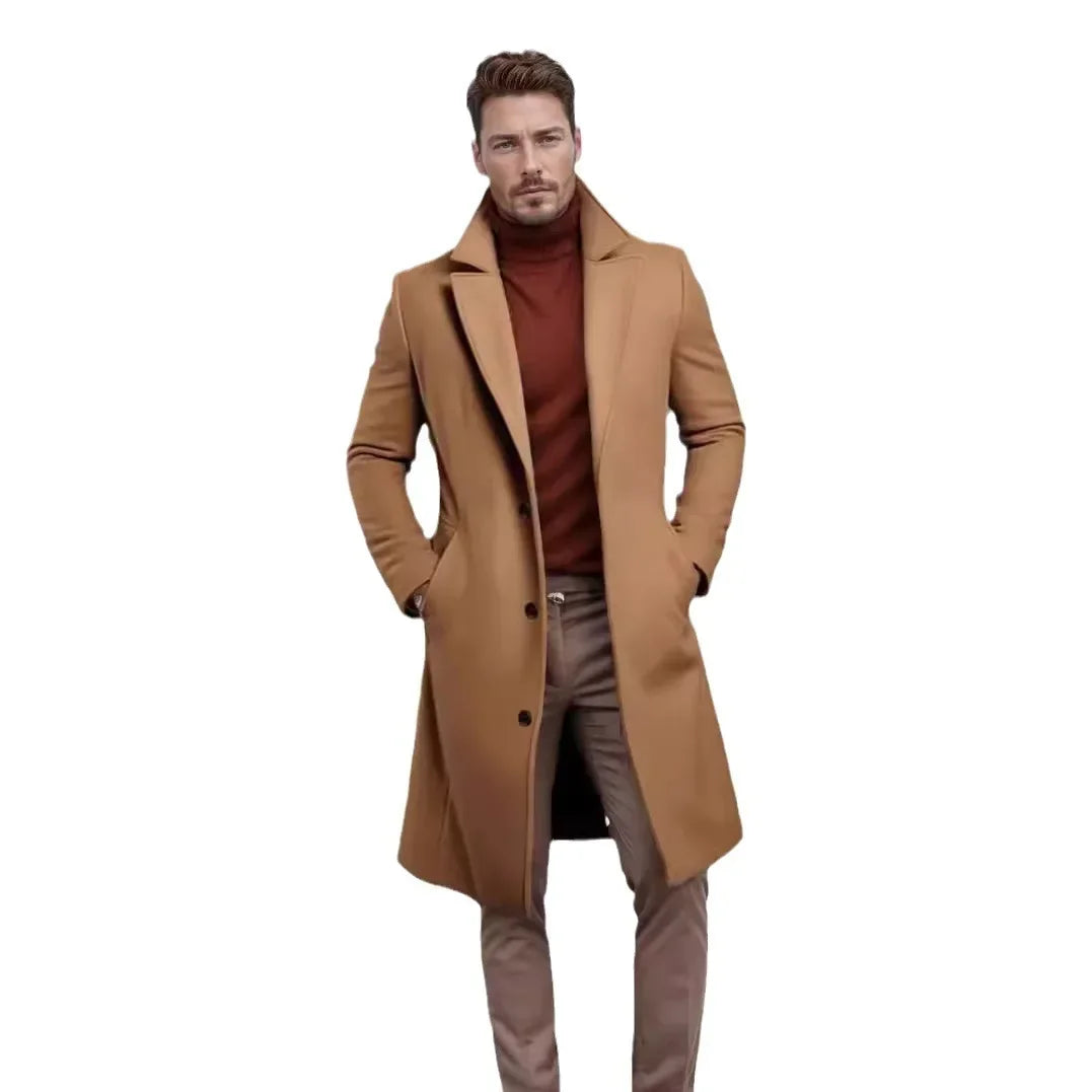 Manteau Laine Casual Homme - Simple Boutonnage Revers Chaud Jeune Européen Automne Hiver