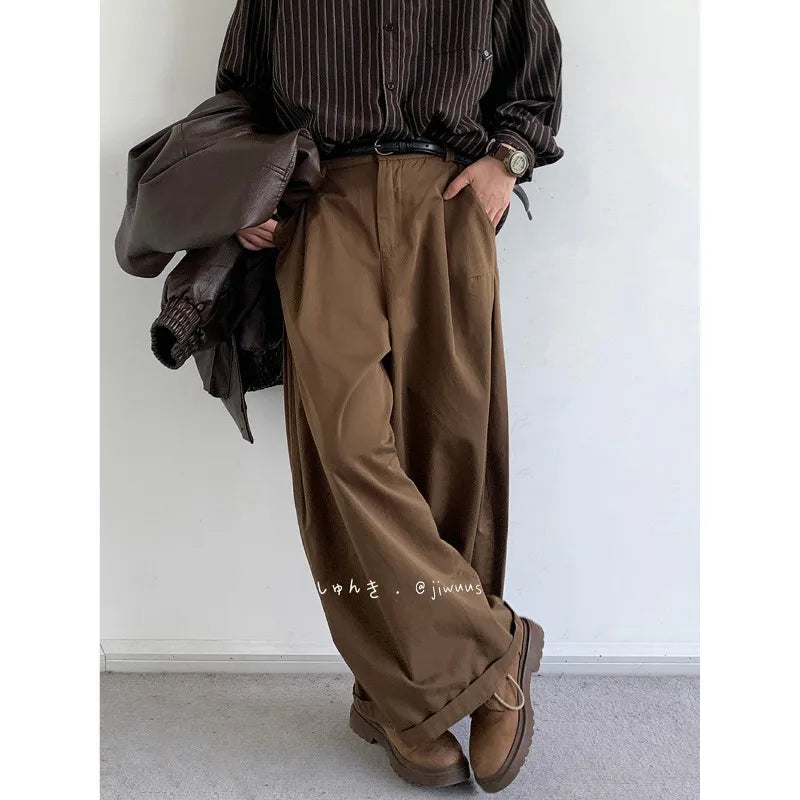 Pantalon Homme Rétro Jambe Large - Taille Haute Automne