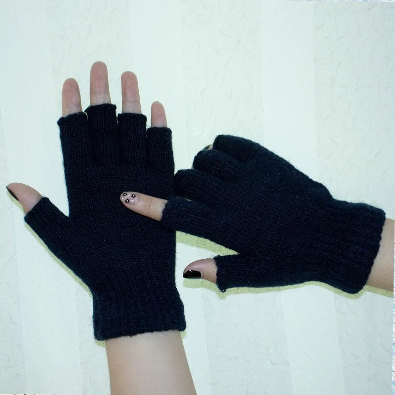 Gants Sans Doigts Femme Thermique - Mitaines Chaudes Hiver