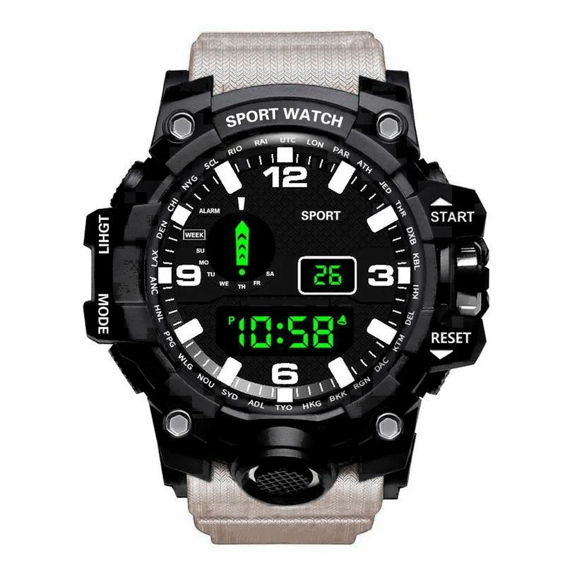 Montre pour hommes de mode sport montre-bracelet électronique grand cadran multifonctionnel étanche alarme lumineuse enfants montre militaire pour hommes