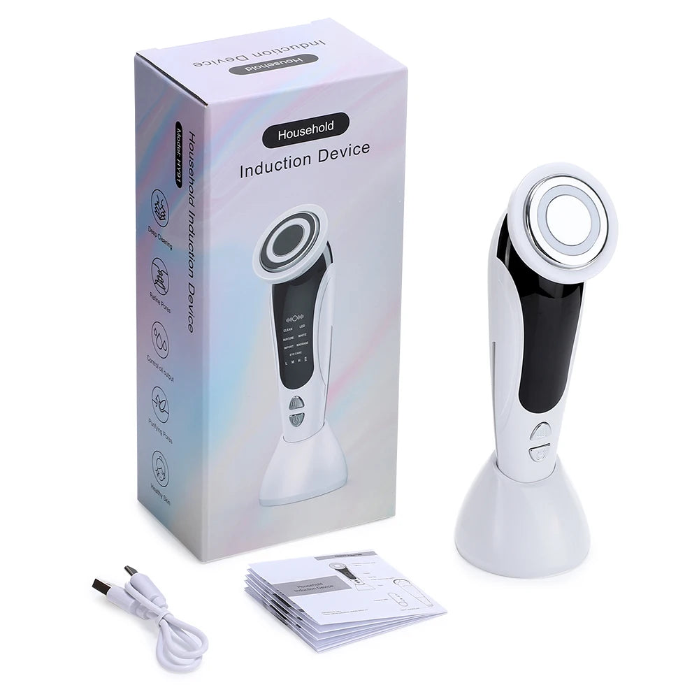 Masseur Facial EMS Thérapie LED - Vibration Ionique Raffermissement Anti-Rides
