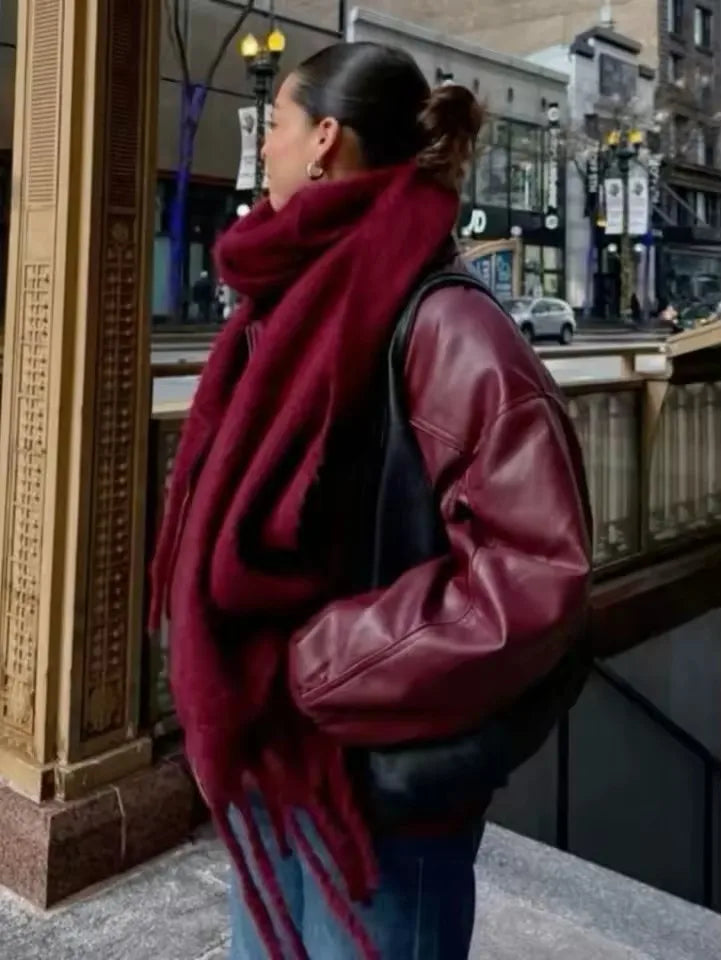 Écharpe Cachemire Hiver Femme Orange - Pashmina Luxe Pompons