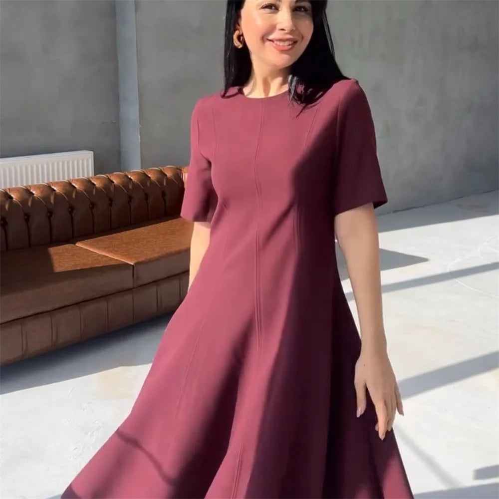 Robe Femme Col Rond Deux Couleurs - Large Balançoire Style Européen Américain