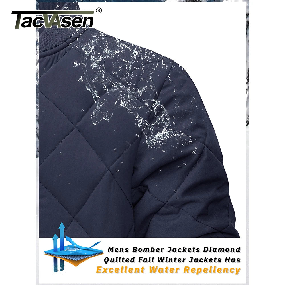 Veste Rembourrée Homme TACVASEN - Fermeture Éclair Coupe-Vent Travail Baseball Varsity Hiver