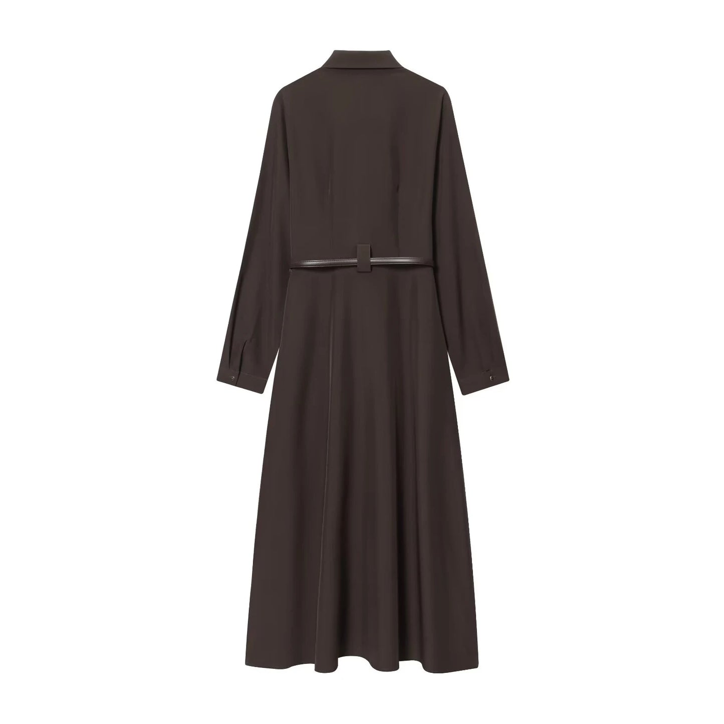 Robe Chemise Femme Européenne - Style Midi Ceinturée