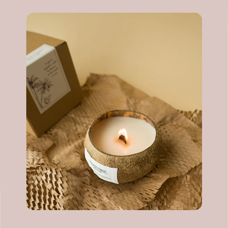 Coconut Shell Aromatherapy Candle - Premium Vegetable Wax