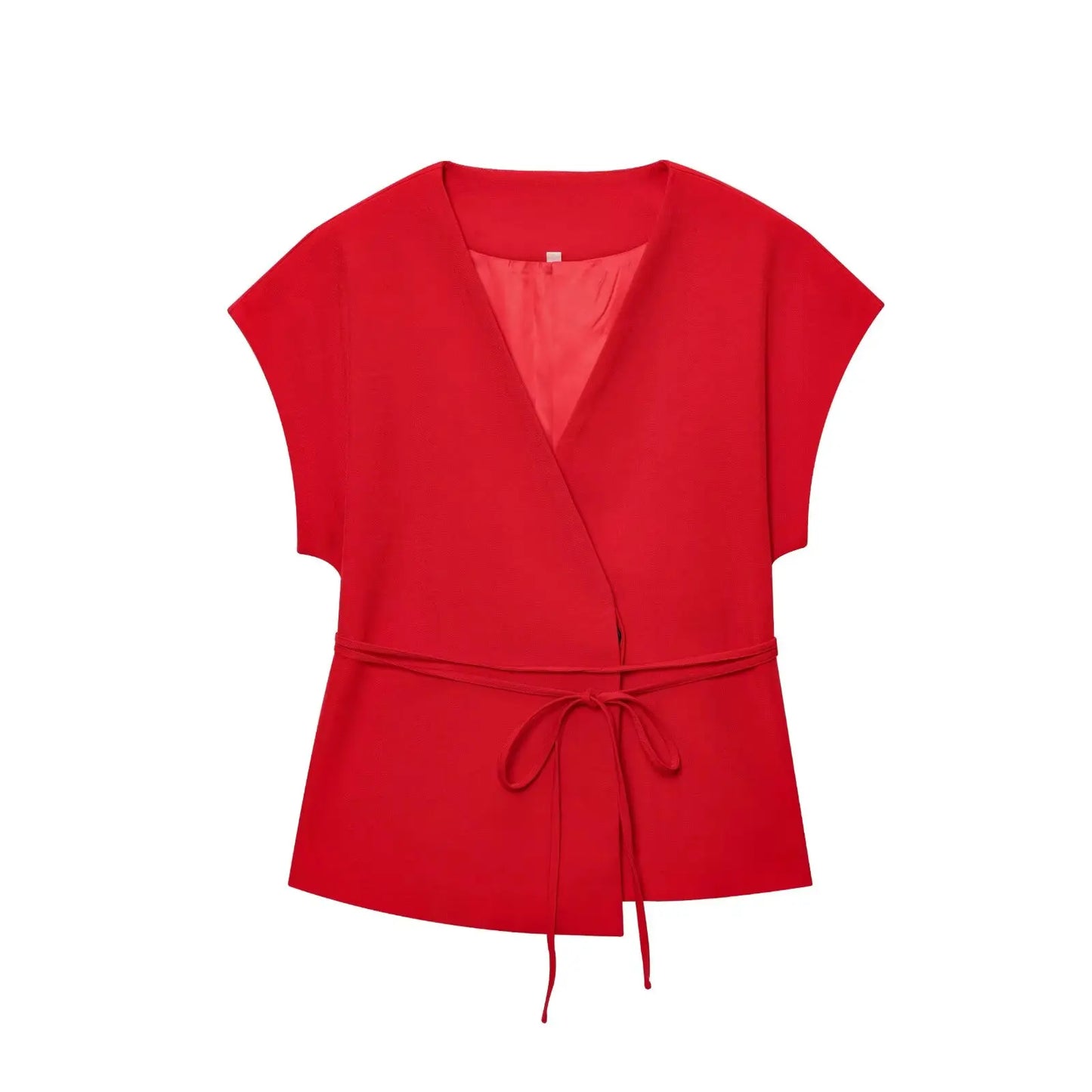 TFMLN mode femmes pantalons costumes sans manches col en v haut avec ceinture pantalons droits ensembles 2025 printemps été banlieue 2 pièces ensemble