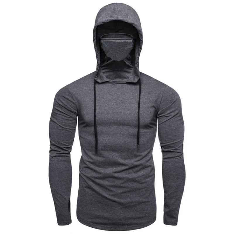 Sweat à Capuche Homme avec Masque - Manches Longues Cyclisme Sport Épissure Décontracté