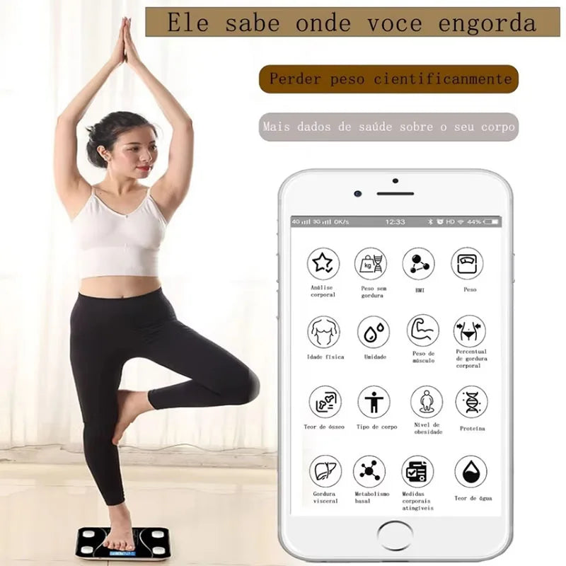 Balance Électronique Bluetooth Intelligente - Pèse-Personne Graisse Corporelle Ultra-Précis